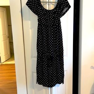 Black with white polka dot romper
